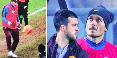 VIDEO: Francesco Totti enjoys touchline kickabout with a ballboy and takes the mick out of teammate
