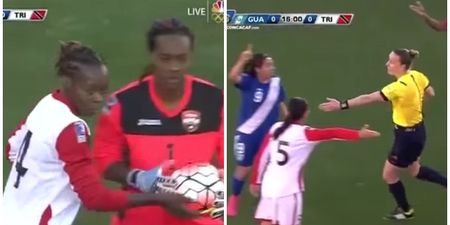 VIDEO: Trinidad women’s player thinks the ball is out, picks it up, hands it to the ‘keeper, concedes a penalty