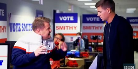 VIDEO: Steven Gerrard stars alongside James Corden’s ‘Smithy’ in funny Sport Relief sketch