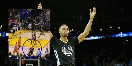 WATCH: Steph Curry is so good he doesn’t even need to look where he’s shooting anymore