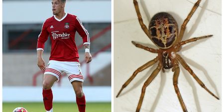 PIC: Footballer returns to training after venomous spider bite left him with a hole in his arm