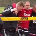 WATCH: Ajax manager tries to get involved in training, promptly snaps Achilles tendon