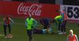 VIDEO: Klaas Jan Huntelaar’s trailing foot badly breaks the nose of goalkeeper Jasper Cillessen