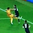 Luis Suarez escapes red card after this cynical kick on Atletico defender goes unnoticed