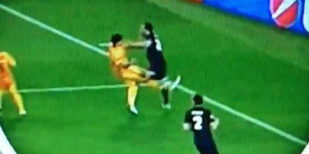 Luis Suarez escapes red card after this cynical kick on Atletico defender goes unnoticed