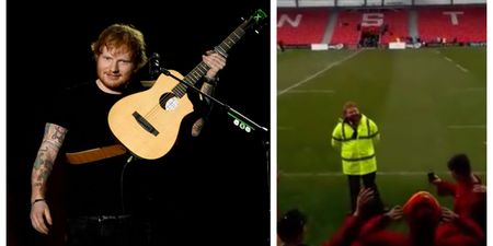 WATCH: Munster schools rugby crowd belt out Ed Sheeran song to steward who looks the spit of the pop star
