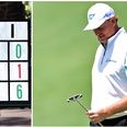 Ernie Els manfully attempts to explain six-putting from inside three feet