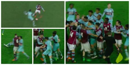 WATCH: Irishman’s red card offence(s) sparks 18-man brawl in U21 Premier League match