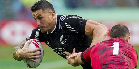 ‘Bloody legend’ Sonny Bill Williams gives Hong Kong Sevens trophy to crying New Zealand fan