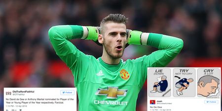 Manchester United fans can’t abide David De Gea’s Player of the Year snub