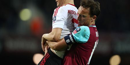 VIDEO: Watch the hilarious moment Mark Noble decided to carry Ander Herrera off the pitch