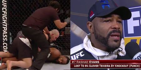 WATCH: Former UFC champion Rashad Evans loses via brutal first round knockout, gives heartbreaking interview