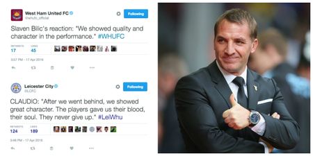 Both managers go full Brendan Rodgers after Leicester draw with West Ham