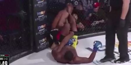 WATCH: MVP moves to 10-0 with first round submission you’re not going to see every day