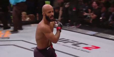 WATCH: Demetrious Johnson brushes off “most dangerous challenge yet” with stunning first round finish