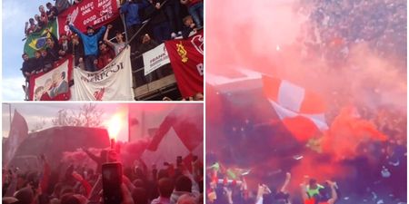 WATCH: The scenes outside Anfield welcoming the Liverpool team bus are sensational