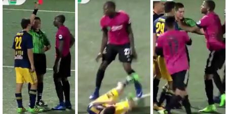Ugly scenes in America as United Soccer League player attacks opponent after red card
