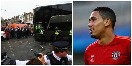 Chris Smalling was laughing at West Ham fans attacking the Manchester United team bus