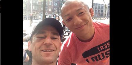 PICS: Neil Seery and Kyoji Horiguchi have a couple of souvenirs from their Rotterdam war