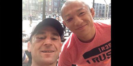 PICS: Neil Seery and Kyoji Horiguchi have a couple of souvenirs from their Rotterdam war