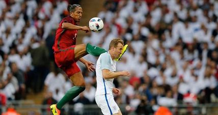 WATCH: Bruno Alves forgets it’s a friendly and kung-fu kicks Harry Kane’s head, studs first