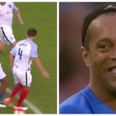 Ronaldinho nutmegging celebrities for fun at Soccer Aid