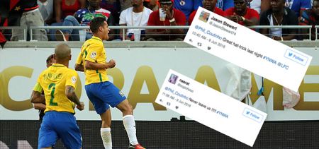 Liverpool fans start to panic after Philippe Coutinho’s hat-trick for Brazil