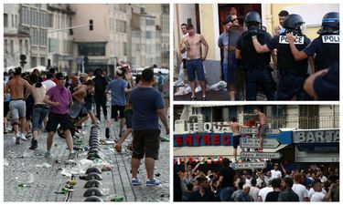 PIC: English fan kicked to the ground and thrown into the sea as trouble flares in Marseille