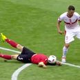 WATCH: Albania captain Lorik Cana sent off for ridiculous Phil Jones-style defending