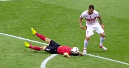 WATCH: Albania captain Lorik Cana sent off for ridiculous Phil Jones-style defending