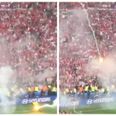 This video shows just dangerous the lit flares really were at the Hungary game