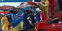 WATCH: Pair of Nascar drivers try to dig the head off of each other after collision