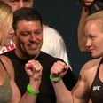 WATCH: The staredown between Holly Holm and Valentina Shevchenko was almost uncomfortably long