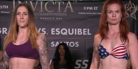 PIC: Peggy Morgan’s cheek does not look normal after being stopped in the first round at Invicta 18