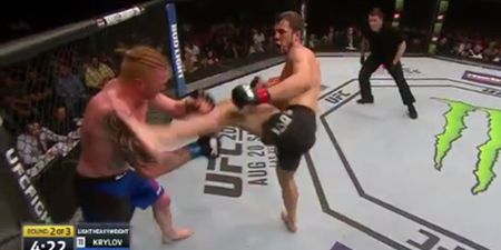 WATCH: Nikita Krylov proves when foot meets neck, lights go out