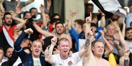 Supporters react to the Champions League play-off draw that pit Dundalk against Legia Warsaw