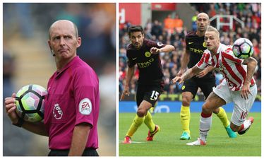 Mike Dean emphatically shows Stoke’s official Twitter account why they shouldn’t question his judgement