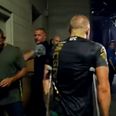 WATCH: Remarkable footage of Conor McGregor, on crutches, calling out doubters backstage at UFC 202