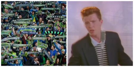 Seattle Sounders fans hold up Rick Astley lyrics in weirdest tifo ever