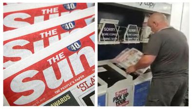 VIDEO: Everton fan dumps every Sun newspaper in the bin at airport