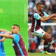 Sergio Aguero could be in trouble after appearing to land an elbow on Winston Reid
