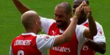 WATCH: Arsenal fans weep tears of nostalgia as Freddie Ljungberg sets up Robert Pires in legends match