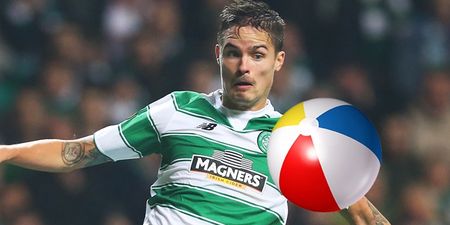 WATCH: Mikael Lustig cleverly incorporated a beach ball into his celebration of Celtic’s second