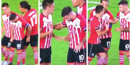Charlie Austin was having none of Dušan Tadić’s attempts to take this penalty