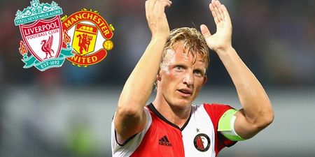 You just knew Dirk Kuyt would bathe in the milky goodness of toppling Manchester United