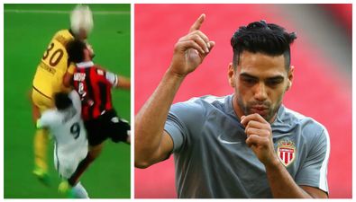 WATCH: Radamel Falcao hospitalised with concussion after sickening clash with Nice goalkeeper