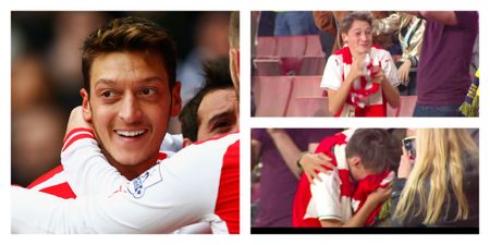 Watch: Mesut Ozil overwhelms young fan by giving him his shirt after Arsenal thrash Chelsea