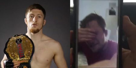 WATCH: Young undefeated champion breaks down crying after receiving call to fight at UFC Belfast