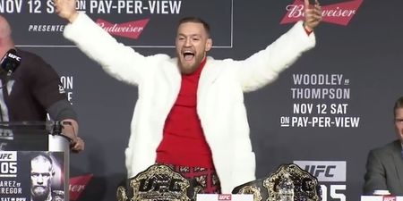 PICS: There was a very poignant reason for Conor McGregor’s outrageous press conference outfit