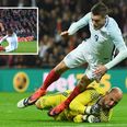 WATCH: Jamie Vardy wins a penalty for England, but he was lucky not to be sent-off